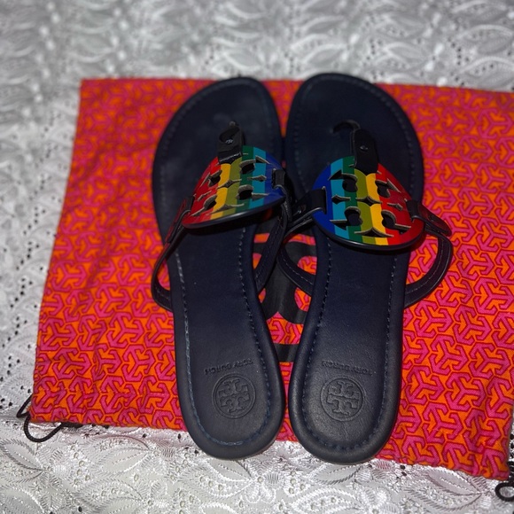 Tory Burch Shoes - TORY BURCH Miller Rainbow Leather Sandals. With dust bag
